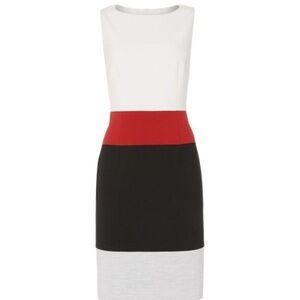 Hugo Boss quad-color Midi Dress - Ivory, Scarlet, Ebony, light grey.